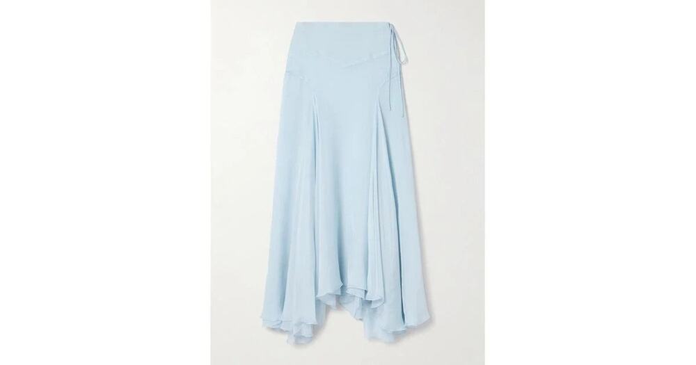 Kallmeyer Alyse Asymmetric Pleated Silk-Chiffon Maxi Wrap Skirt - US 0